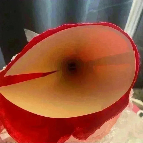 Vintage Christmas Tree Topper Angel, Blonde Hair, Red Dress, approximately 9.5” - Picture 5 of 5